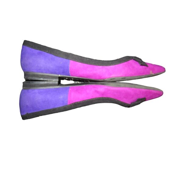 Unisa Two Toned Pink & Purple Suede Bow Embellished Ballet Flats sz 7.5 vintage - Picture 6 of 9